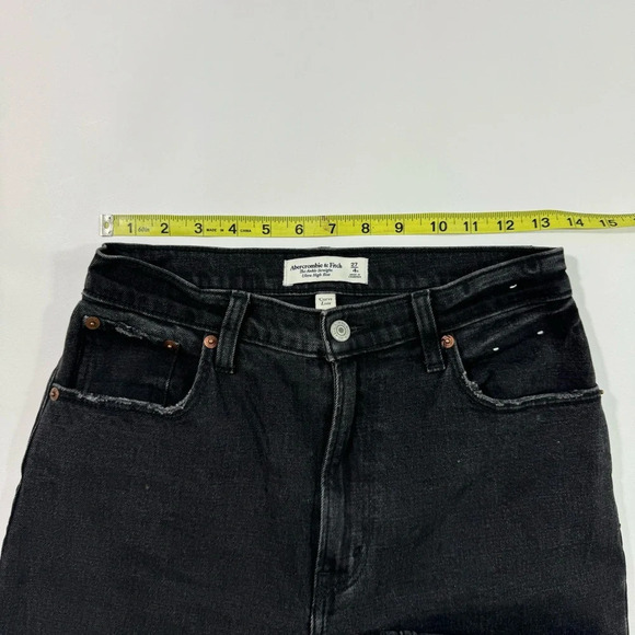 Abercrombie Ankle Straight Ultra High Rise Jeans Distressed Black - Picture 5 of 8